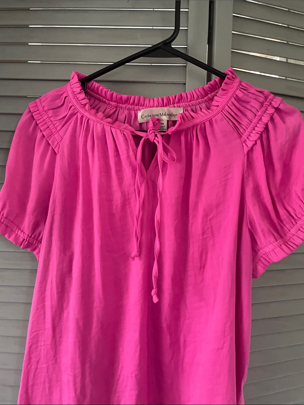 Catherine Malandrino Hot Pink Ruffled Tie-Neck Blouse - Picture 2 of 10